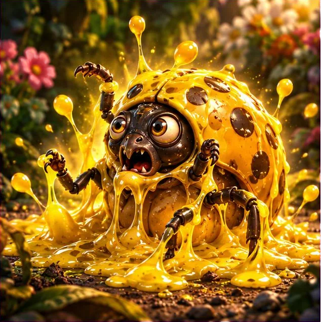 A pest hit by GOO spray